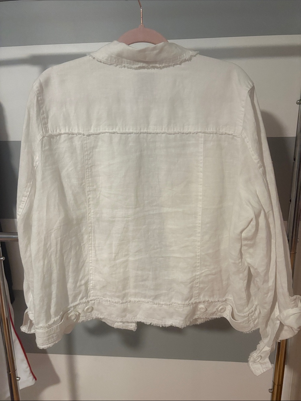 Tommy Bahama White Raw-Edge Linen-Blend Jean Jacket - Picture 4 of 4